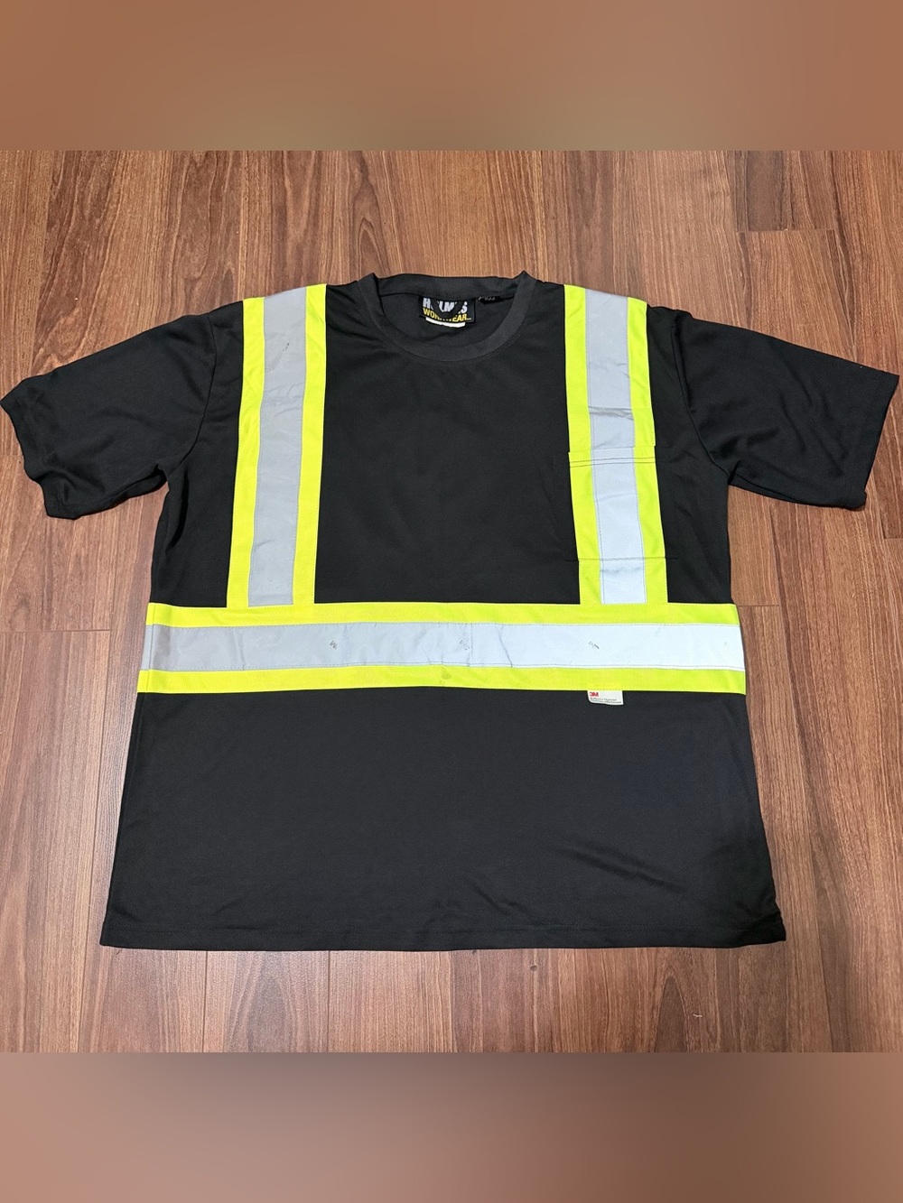 High-Visibility Short Sleeve Safety Tee - Black with Lime Reflective Stripes